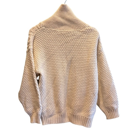 Vintage Cottage Knitwear Aran Wool Sweater Mens S/M Ivory Chunky Cable Fisherman - Picture 8 of 16